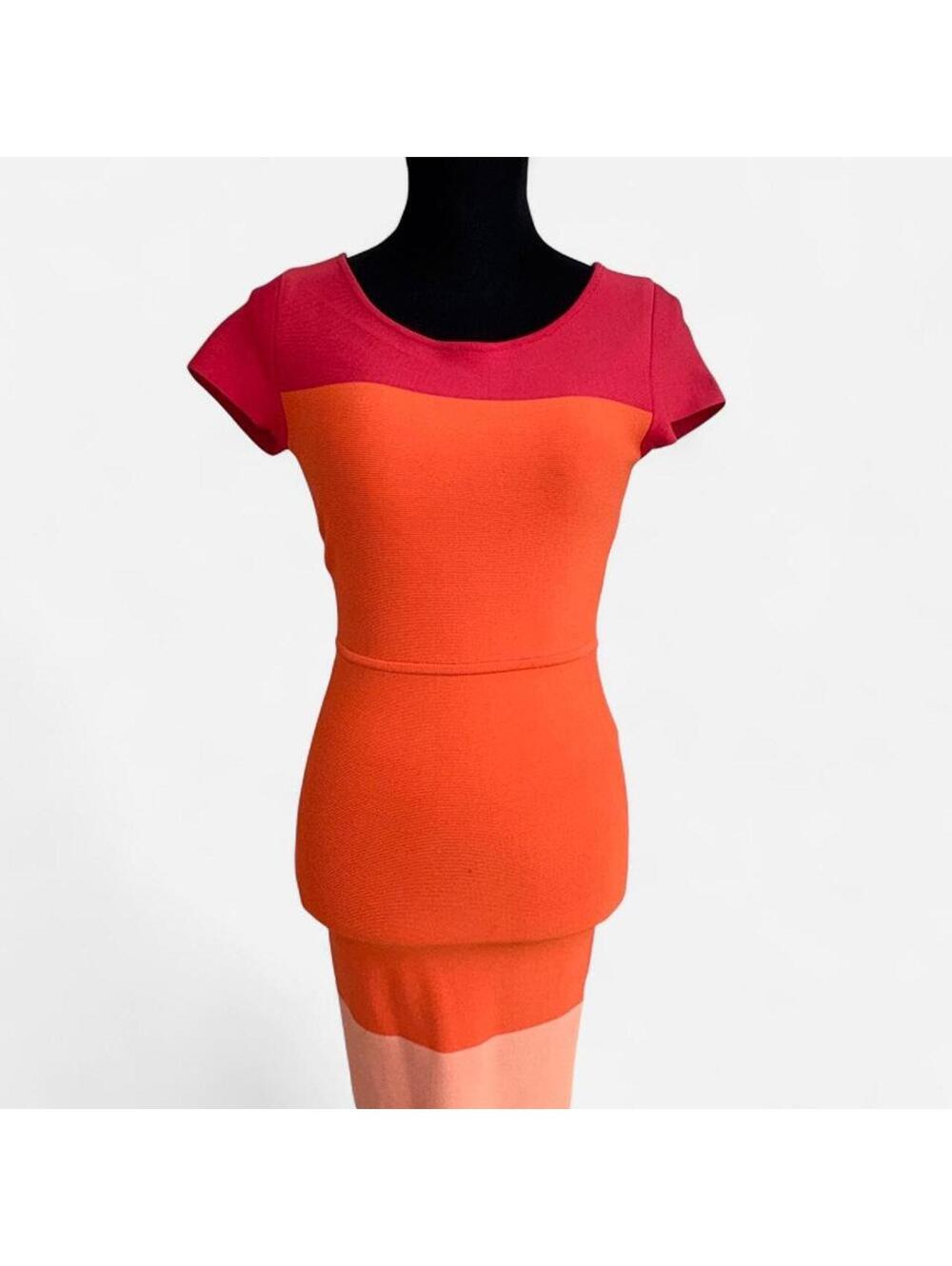 BCBGMAXAZRIA Colorblock Mini Dress β Size Small β€οΈπ§‘
